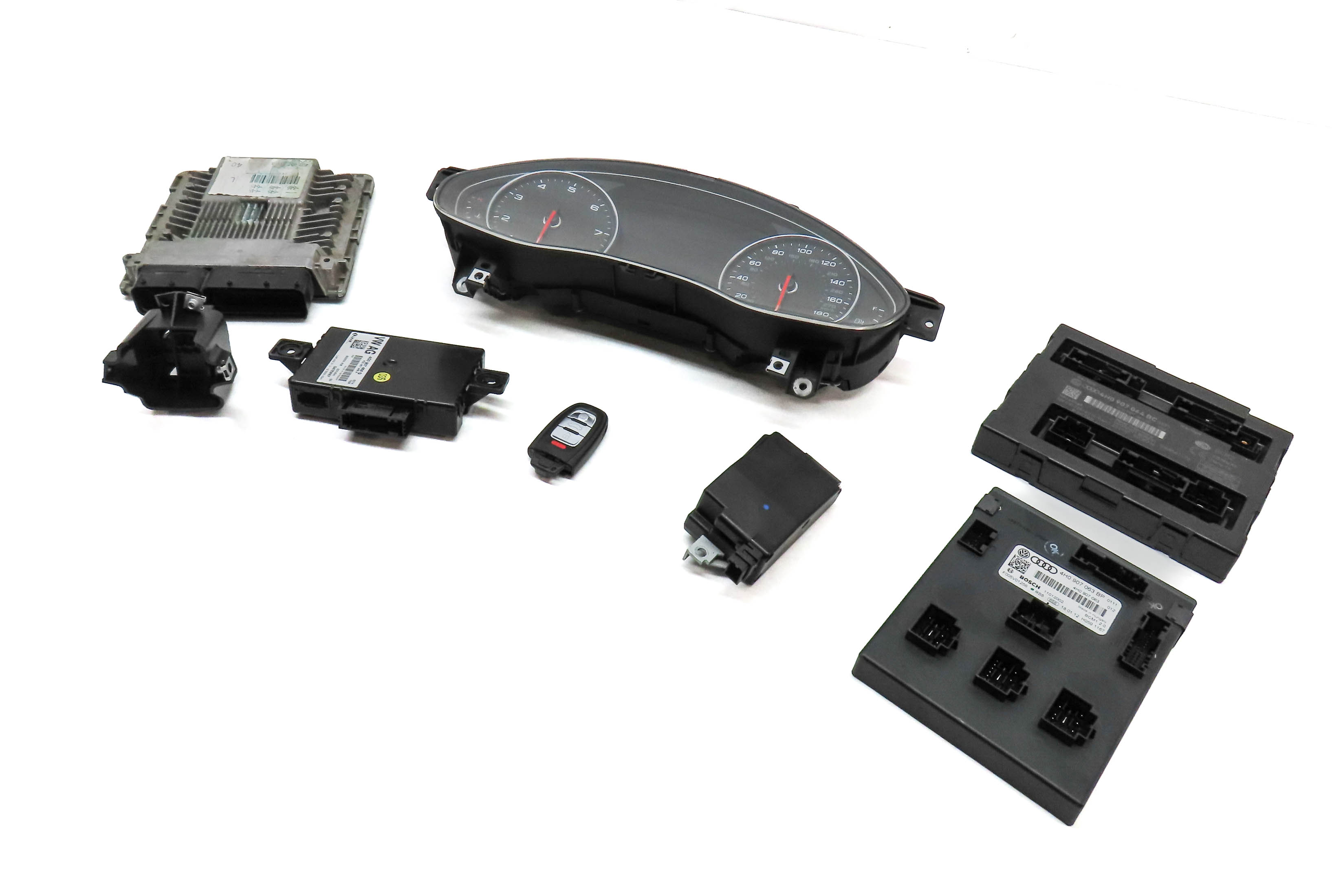 12 AUDI A6 C7 4G 3.0 SUPER CGXB ECM BCM IGNITION IMMOBILIZER BODY MODULE KEY SET — exact item pictured